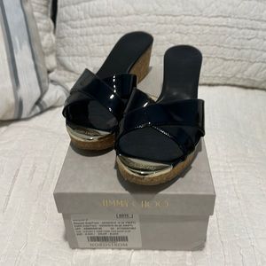 Jimmy chop Panna black patent leather wedge